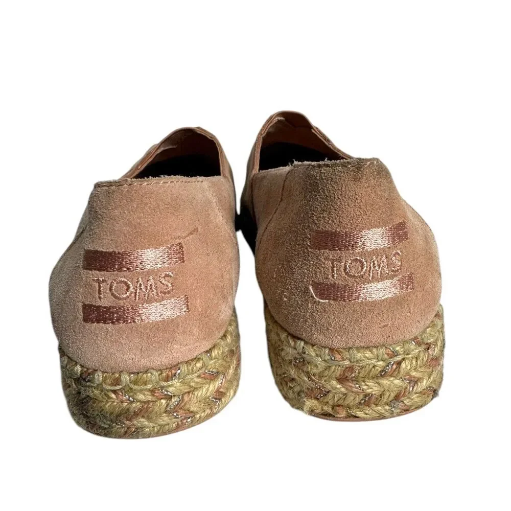 Toms Womans Shoes Pink Suede Rope Boho Loafer Slide Comfort Barbie Size‎ 6 SU